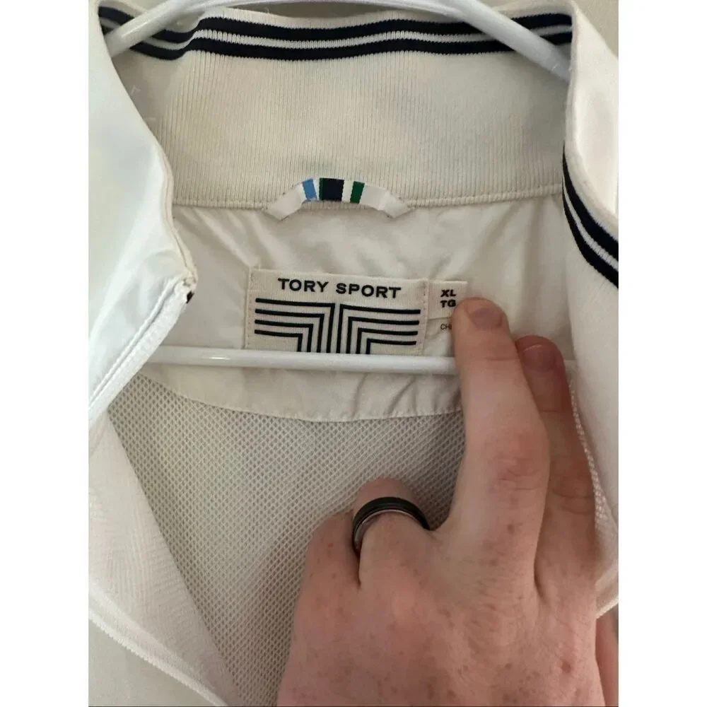 Tory Sport Women's Half-Zip Windbreaker White Size XL